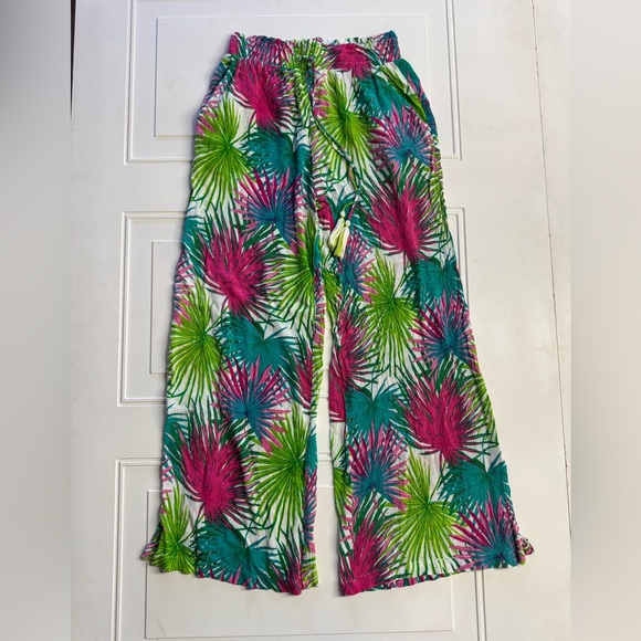 Rose & Olive Pants - Rose & Olive Women’s Sz Small Floral Rayon Wide Leg Pants Beach Summer Bright